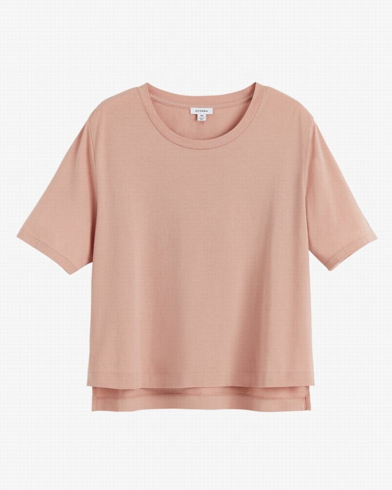 Camiseta Cuyana Pima Cropped Tee Mujer Rosas | EHY5438FW