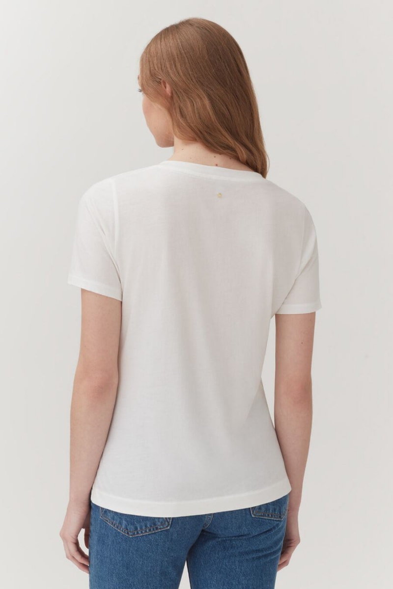 Camiseta Cuyana Pima V-Neck Tee Mujer Blancas | GKK1356MD