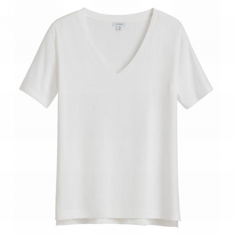 Camiseta Cuyana Pima V-Neck Tee Mujer Blancas | GKK1356MD