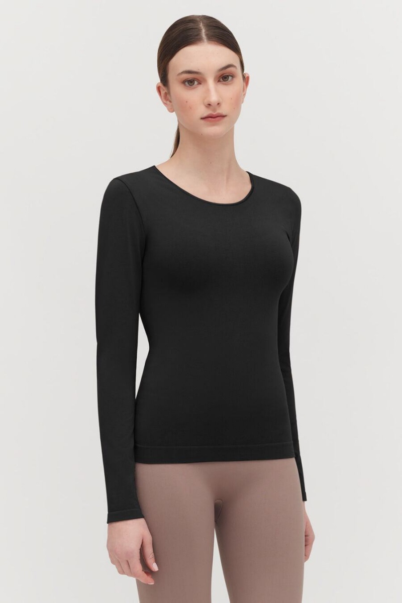 Camiseta Cuyana Stretch Long Sleeve Tee Mujer Negras | MQX9849JU