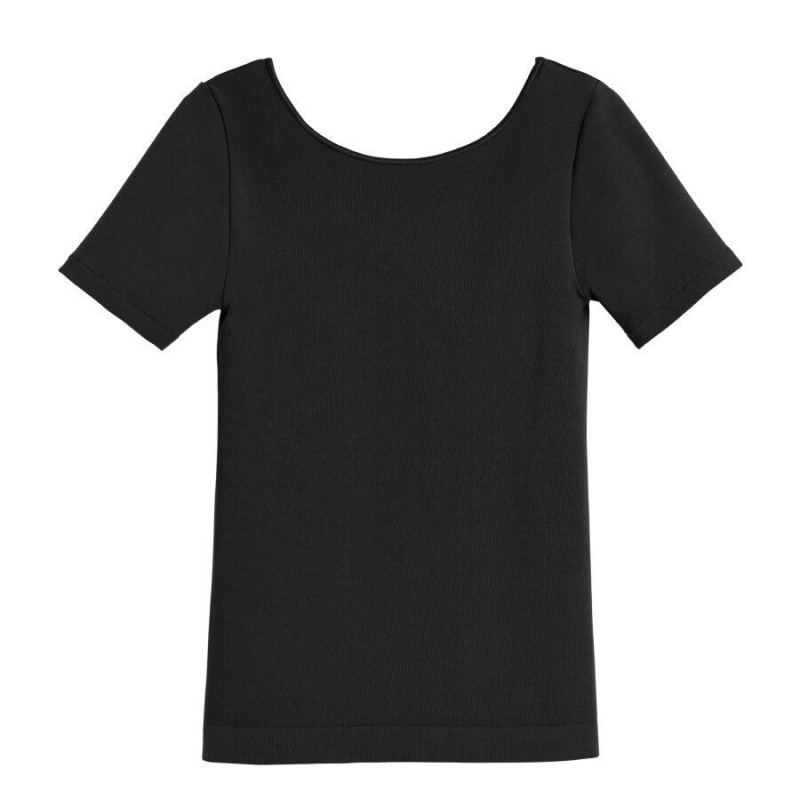 Camiseta Cuyana Stretch Scoop Neck Tee Mujer Negras | ARK5048RK