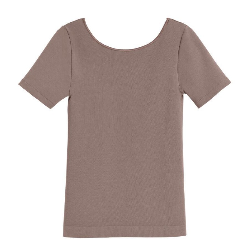 Camiseta Cuyana Stretch Scoop Neck Tee Mujer Marrones Claro | LRP5323ML