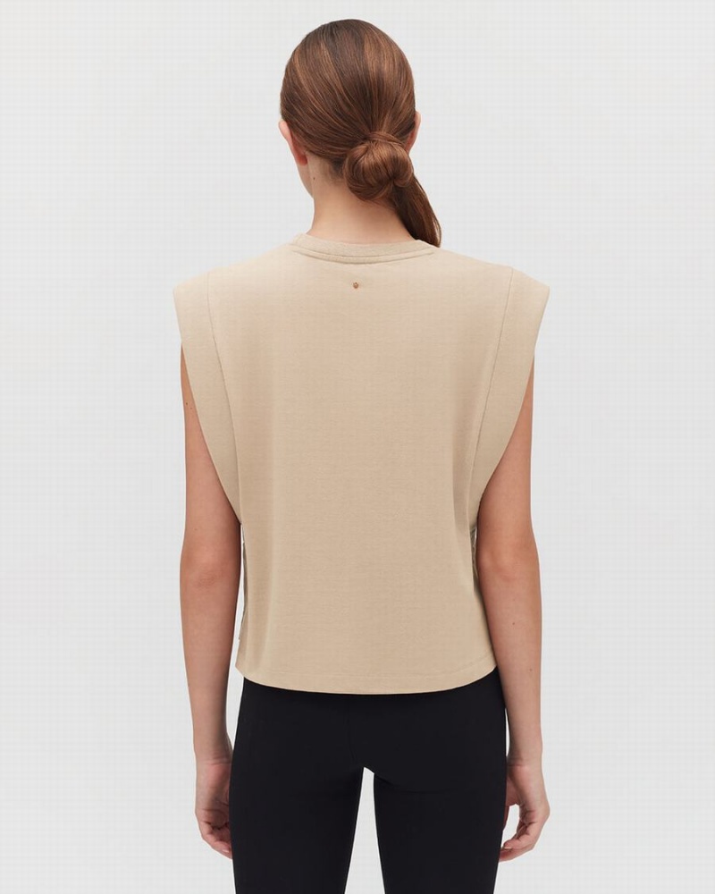 Camiseta Tirantes Cuyana Cropped Mujer Creme Blancas | BXC1510WL