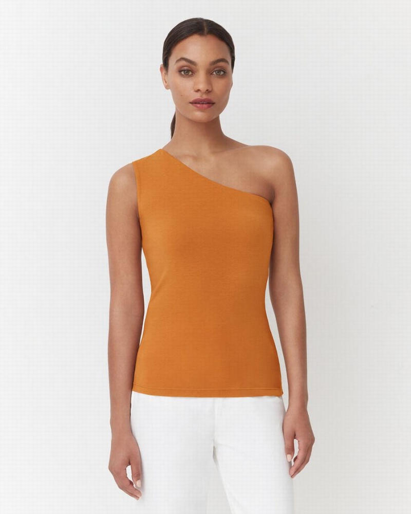 Camiseta Tirantes Cuyana One Shoulder Top Mujer Amarillo | MMQ1199UW