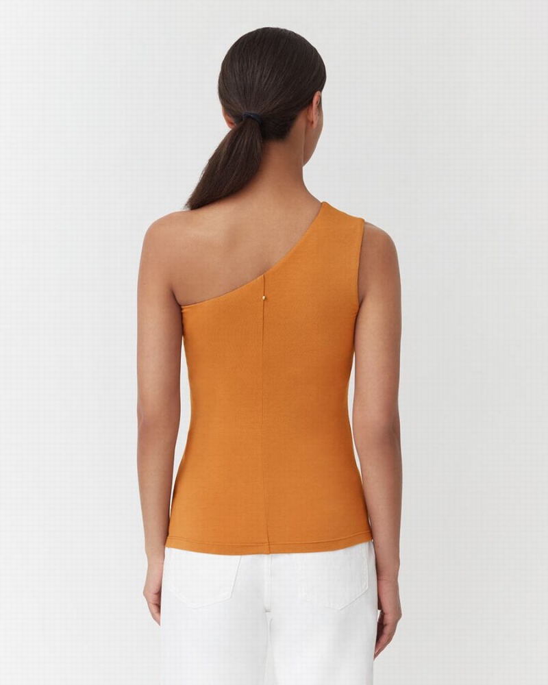 Camiseta Tirantes Cuyana One Shoulder Top Mujer Amarillo | MMQ1199UW