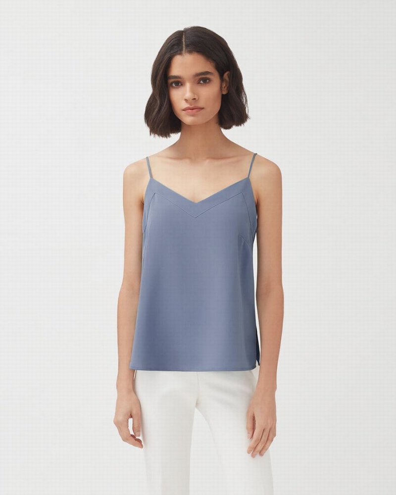 Camiseta Tirantes Cuyana Silk Cami Mujer Azules | YUN8222ML