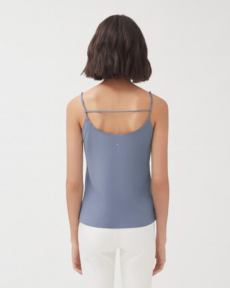 Camiseta Tirantes Cuyana Silk Cami Mujer Azules | YUN8222ML