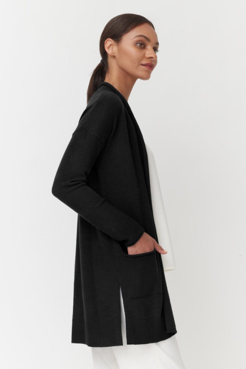 Cárdigan Cuyana Single-Origin Cashmere Long Mujer Negras | DTO2093QG