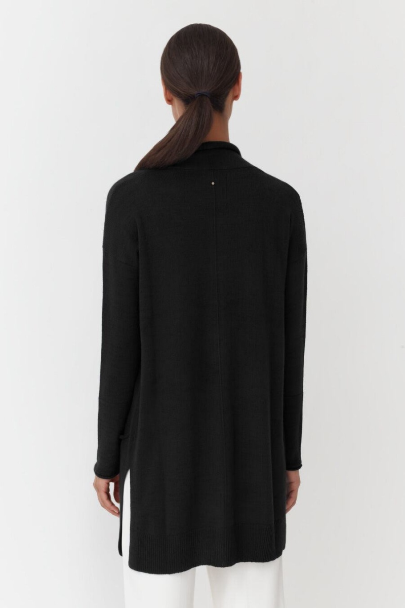 Cárdigan Cuyana Single-Origin Cashmere Long Mujer Negras | DTO2093QG