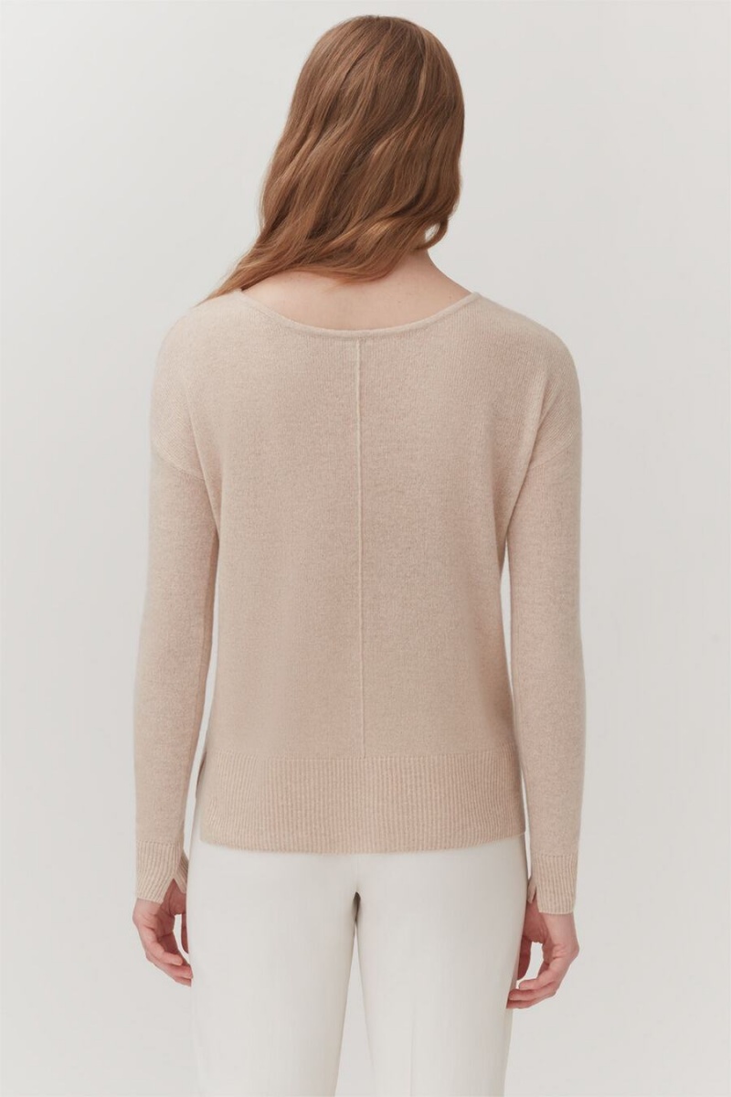 Cárdigan Cuyana Single-Origin Cashmere Mujer Beige | BJS5072MN