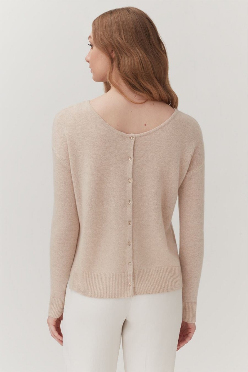 Cárdigan Cuyana Single-Origin Cashmere Mujer Beige | BJS5072MN