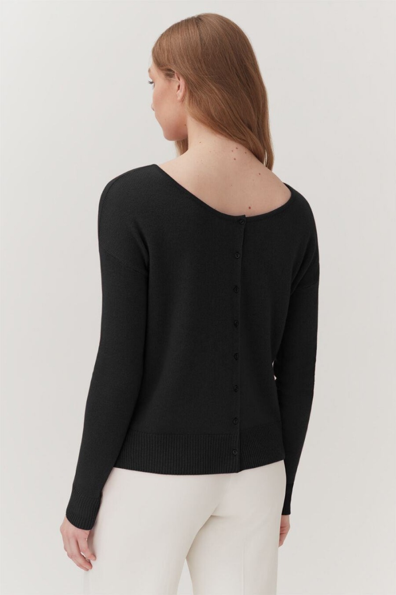 Cárdigan Cuyana Single-Origin Cashmere Mujer Negras | NRB8288FC