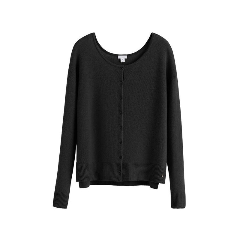 Cárdigan Cuyana Single-Origin Cashmere Mujer Negras | NRB8288FC