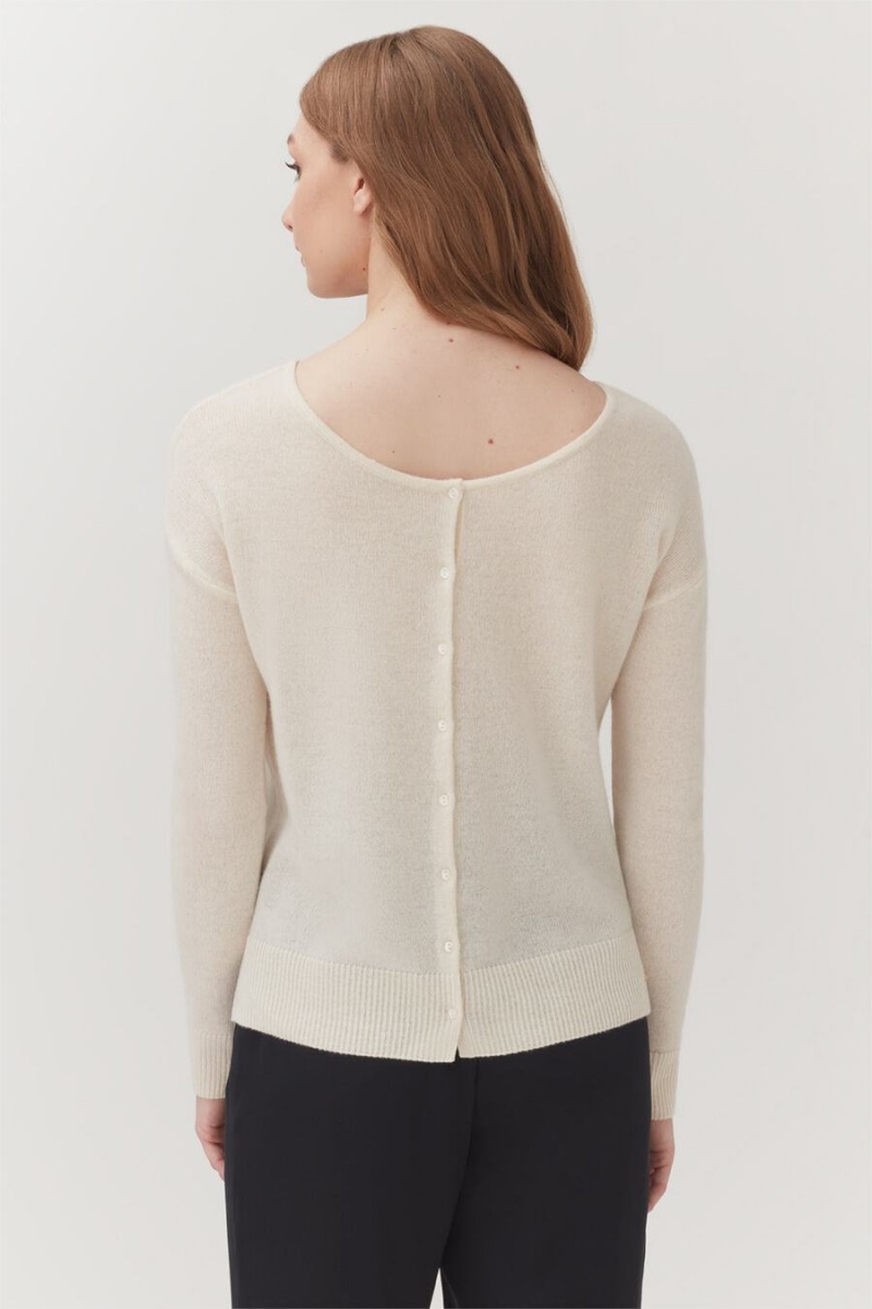 Cárdigan Cuyana Single-Origin Cashmere Mujer Blancas | VFY7060YX