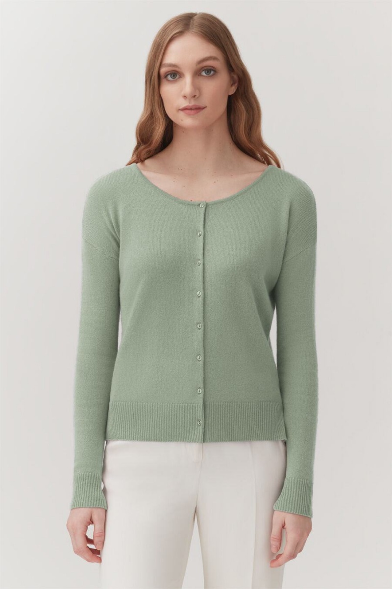 Cárdigan Cuyana Single-Origin Cashmere Mujer Verde | HRI7232HT