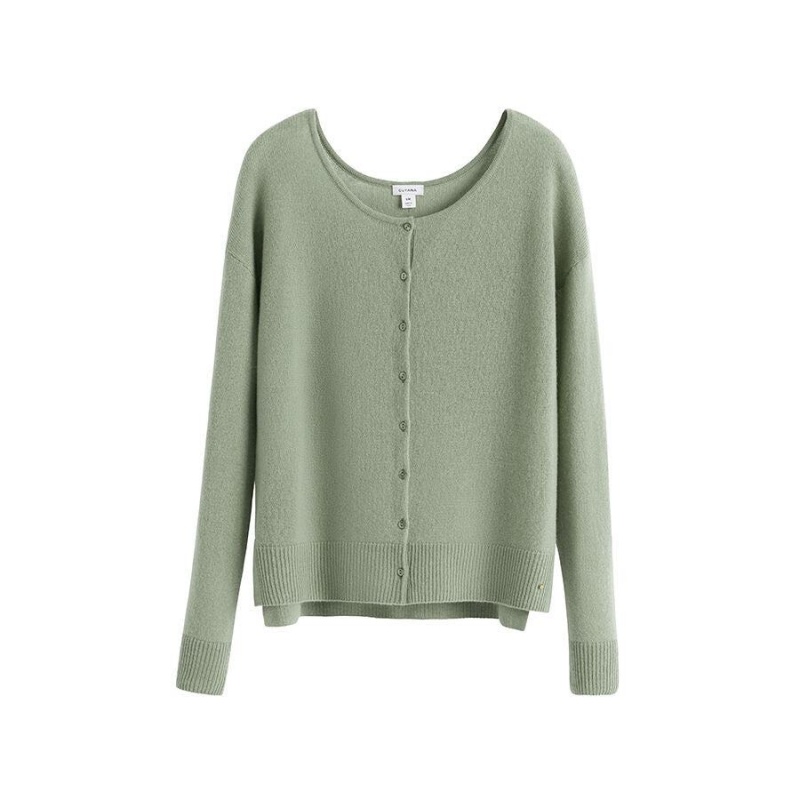 Cárdigan Cuyana Single-Origin Cashmere Mujer Verde | HRI7232HT