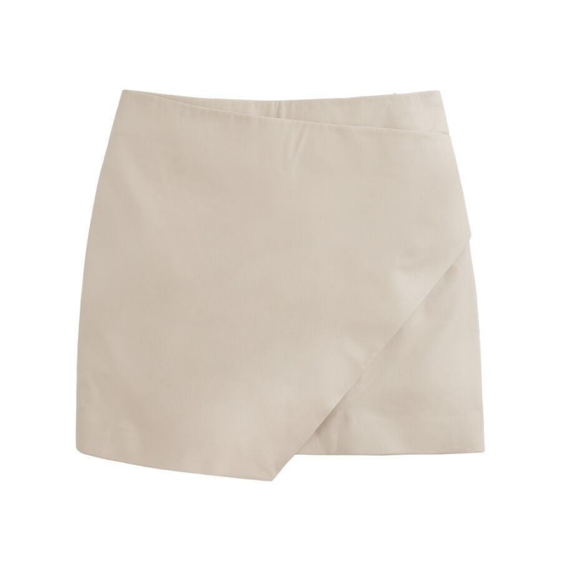 Falda Cuyana Cuero Paneled Mini Mujer Creme Blancas | SAU3928GA