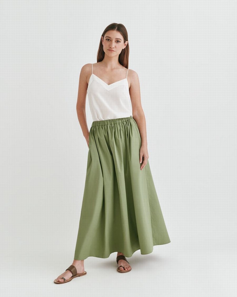 Falda Cuyana Poplin Gathered Mujer Verde | SXE763MP