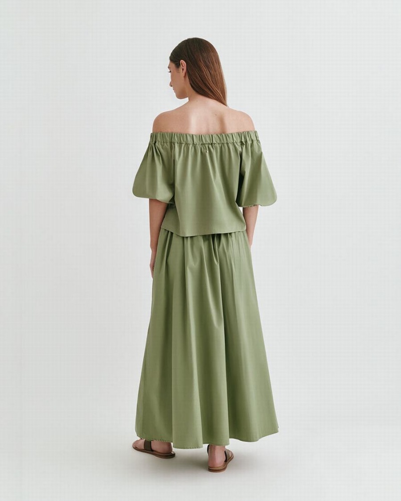 Falda Cuyana Poplin Gathered Mujer Verde | SXE763MP