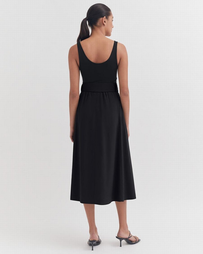 Falda Cuyana Silk Belted Midi Mujer Negras | YIS2523GK