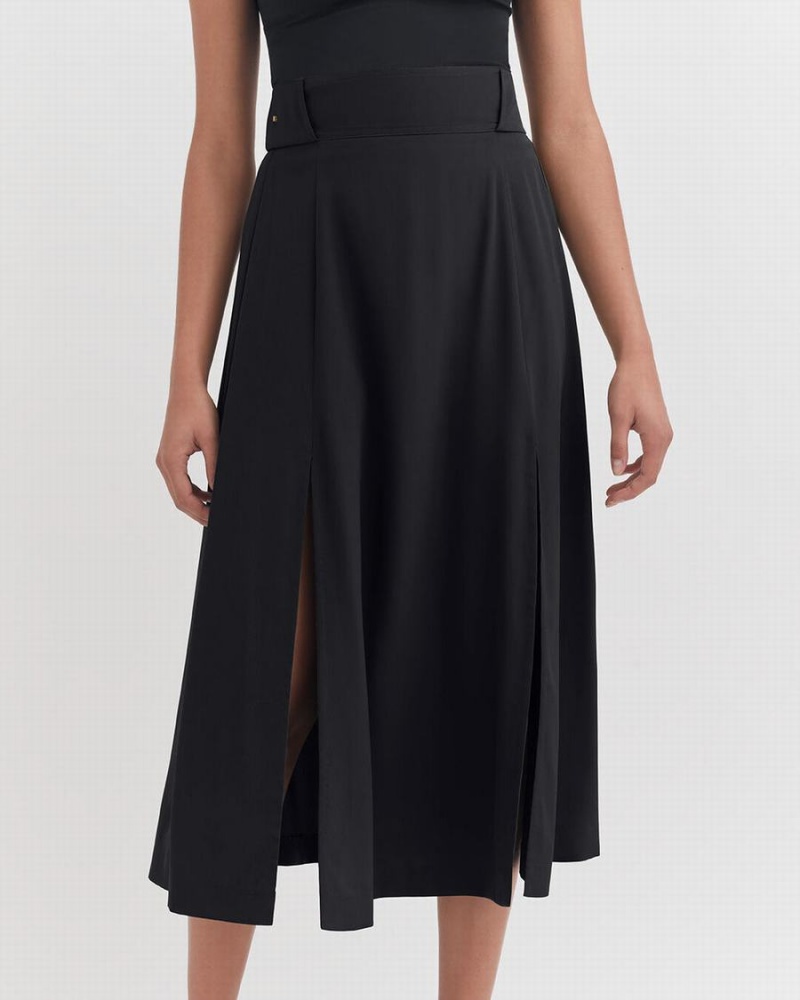 Falda Cuyana Silk Belted Midi Mujer Negras | YIS2523GK