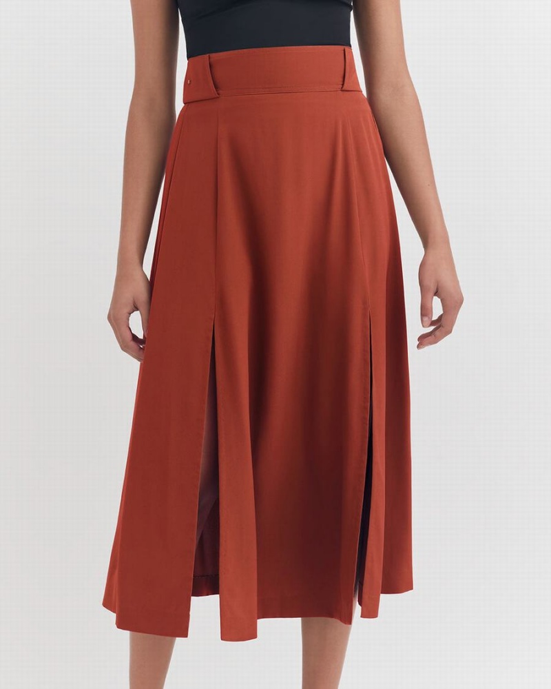 Falda Cuyana Silk Belted Midi Mujer Rojas | WSF144ML