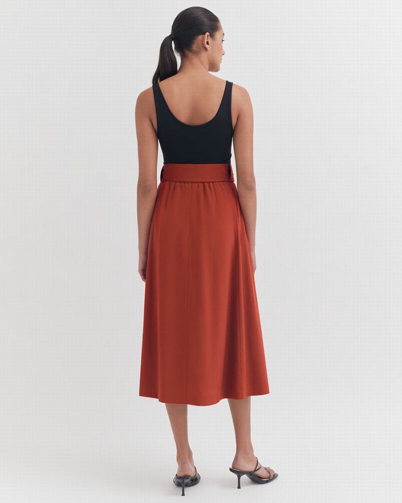 Falda Cuyana Silk Belted Midi Mujer Rojas | WSF144ML