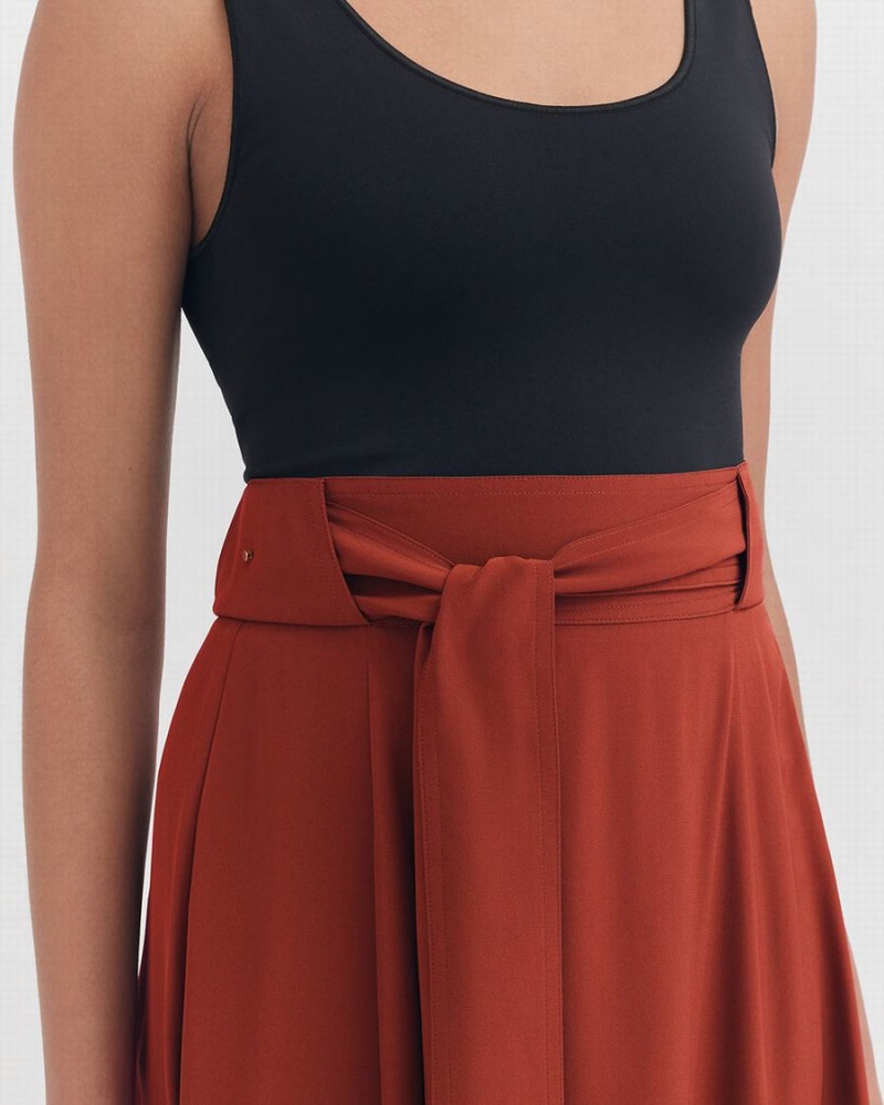 Falda Cuyana Silk Belted Midi Mujer Rojas | WSF144ML