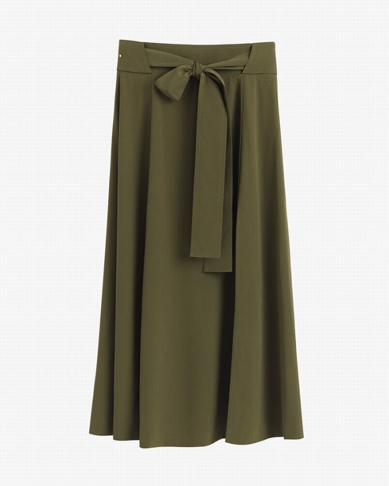 Falda Cuyana Silk Belted Midi Mujer Verde Oscuro | QRV10014IK