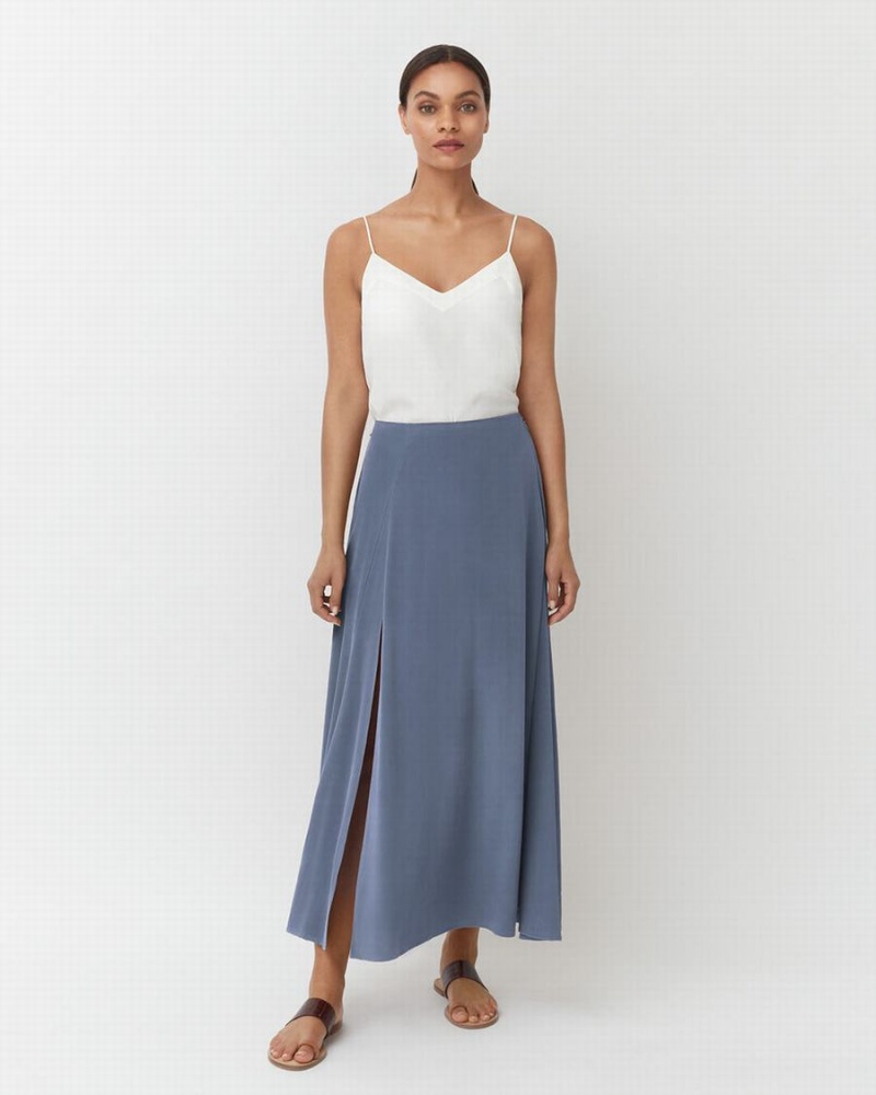 Falda Cuyana Washable Silk Maxi Mujer Azules | CAK5951TE