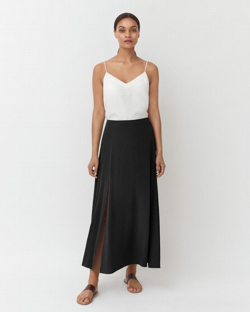 Falda Cuyana Washable Silk Maxi Mujer Negras | ACD2561DF