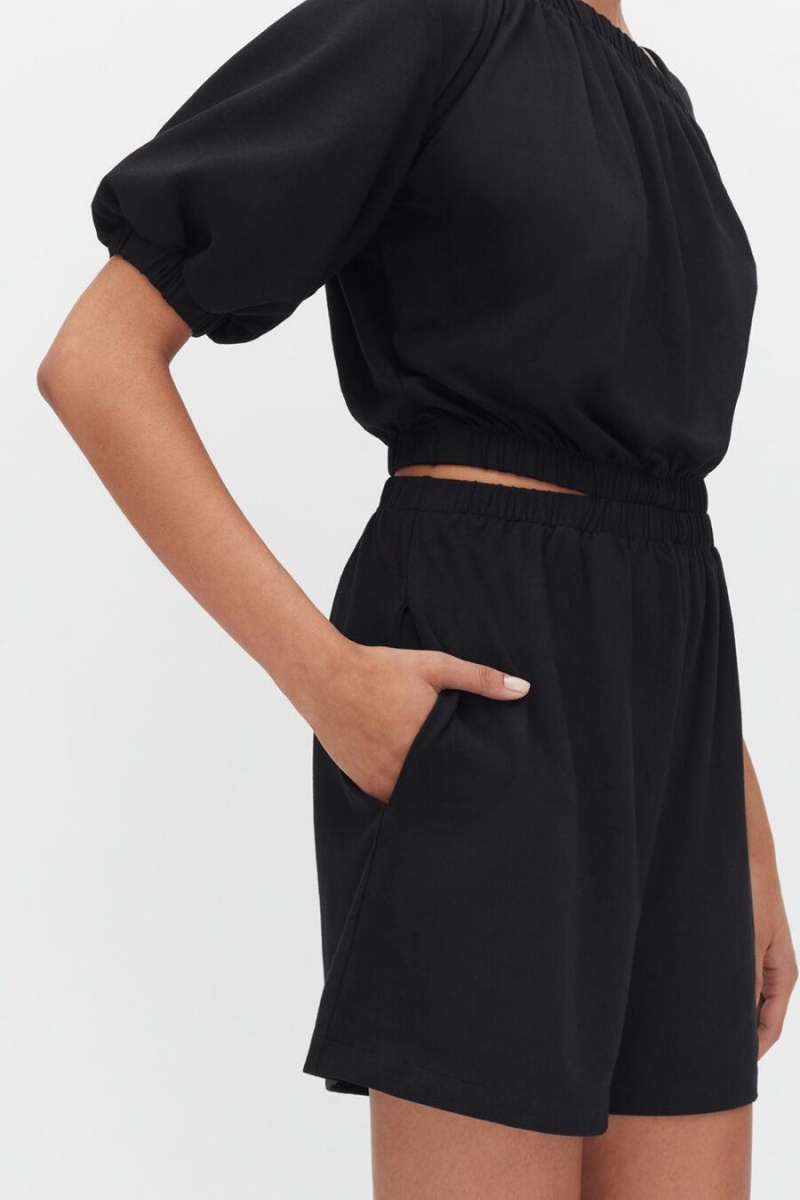 Mono Cuyana Gathered Front Mujer Negras | YZQ1563LC