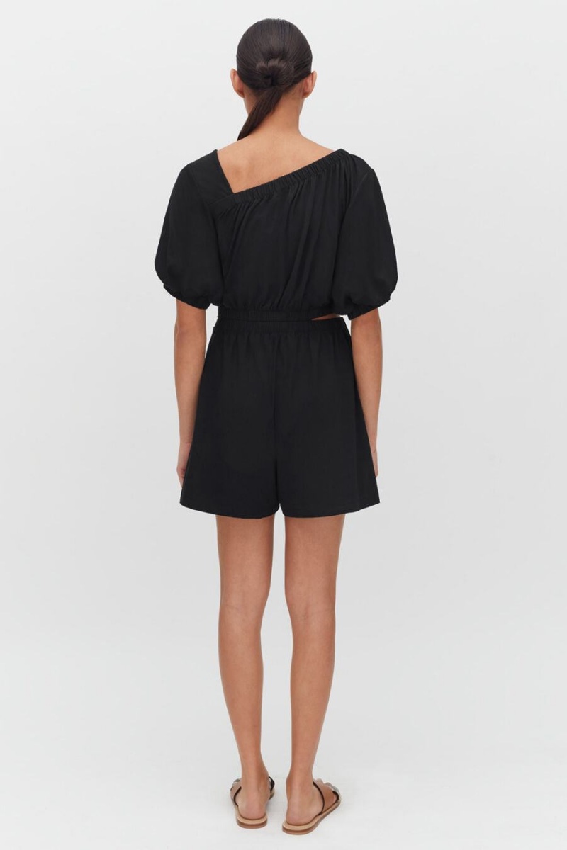 Mono Cuyana Gathered Front Mujer Negras | YZQ1563LC