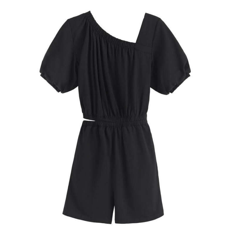 Mono Cuyana Gathered Front Mujer Negras | YZQ1563LC