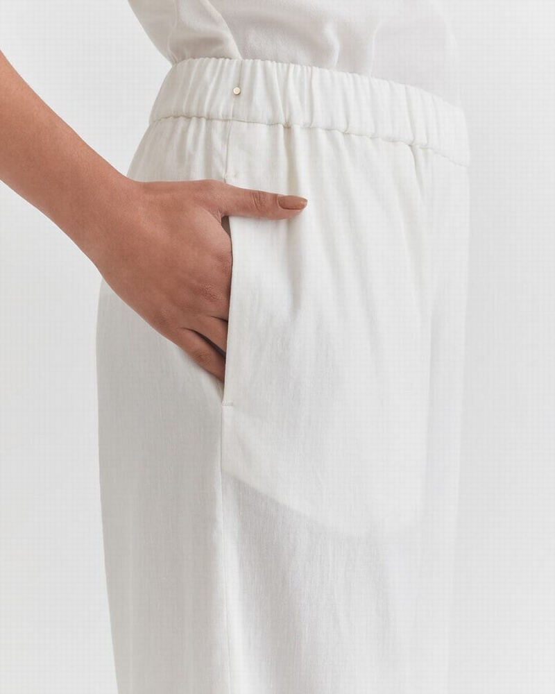 Pantalon Cuyana Linen Anchos Leg Mujer Blancas | BHA8457RF