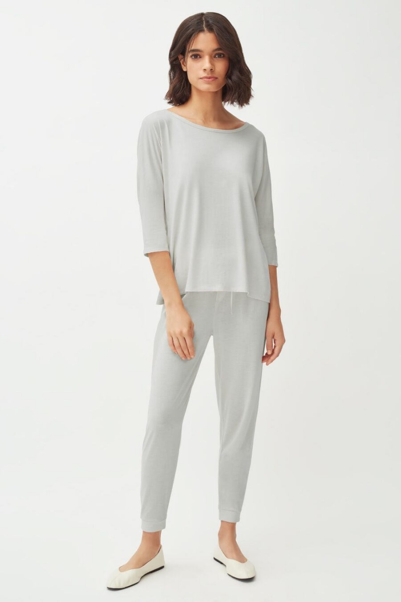 Pantalon Cuyana Organic Pima Tapered Mujer Gris | OCN2038OZ