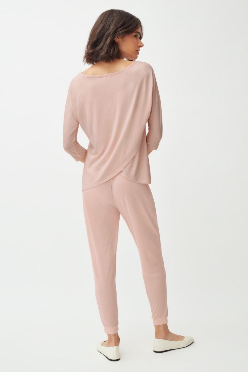 Pantalon Cuyana Organic Pima Tapered Mujer Rosas | DIC5884AT