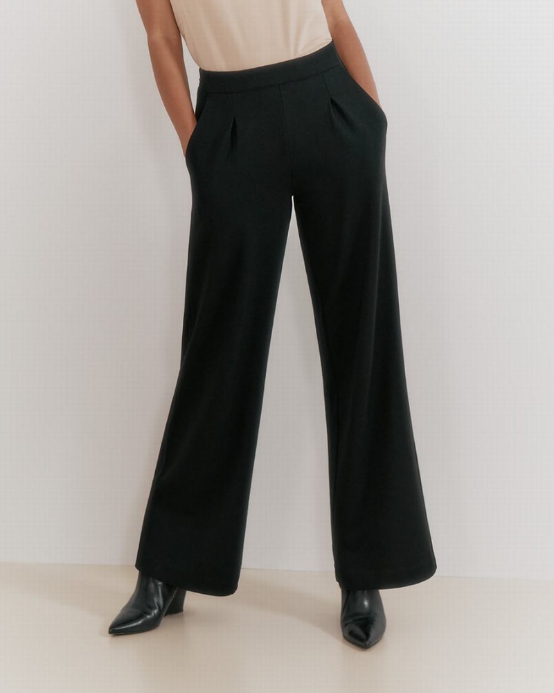 Pantalon Cuyana Ponte Anchos-Leg Mujer Negras | KMB4945FE