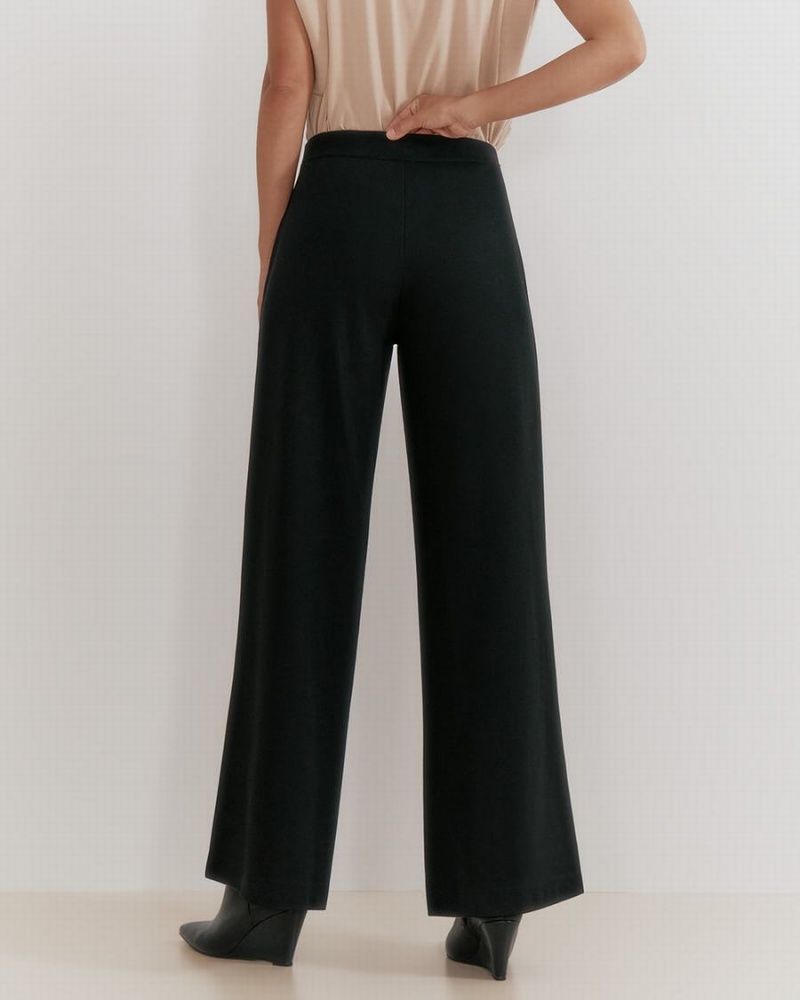 Pantalon Cuyana Ponte Anchos-Leg Mujer Negras | KMB4945FE