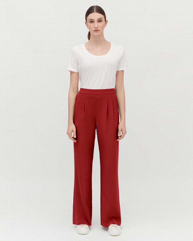 Pantalon Cuyana Silk Anchos-Leg Mujer Rojas | ERZ7458UO