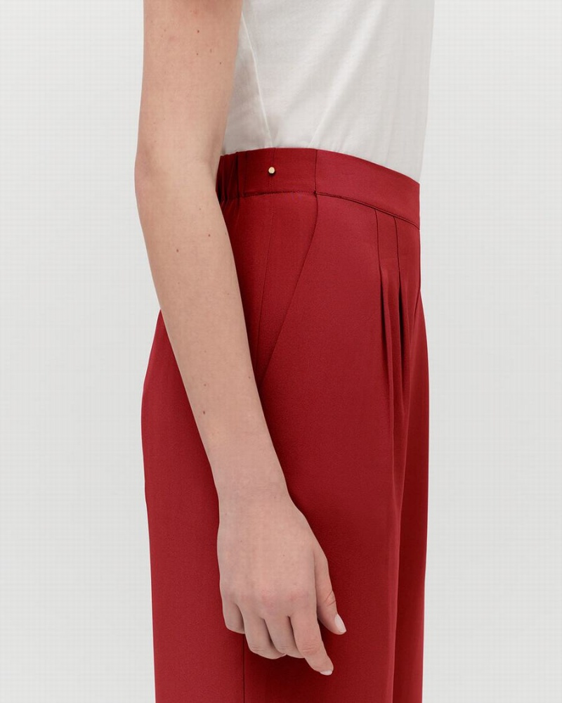 Pantalon Cuyana Silk Anchos-Leg Mujer Rojas | ERZ7458UO