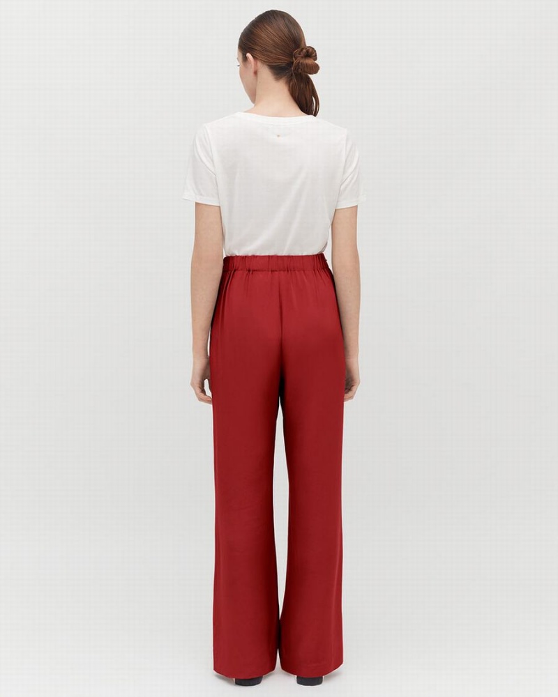 Pantalon Cuyana Silk Anchos-Leg Mujer Rojas | ERZ7458UO