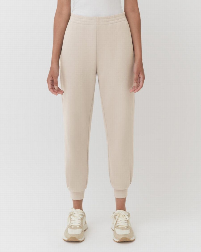 Pantalones Jogger Cuyana Terry Sculpted Mujer Creme Blancas | QLB8867KR