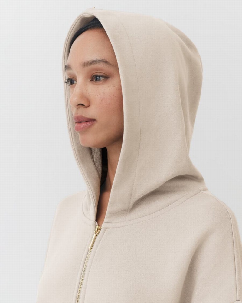 Sudadera con Capucha Cuyana Terry Zip Front Mujer Creme Blancas | MHS2228KO