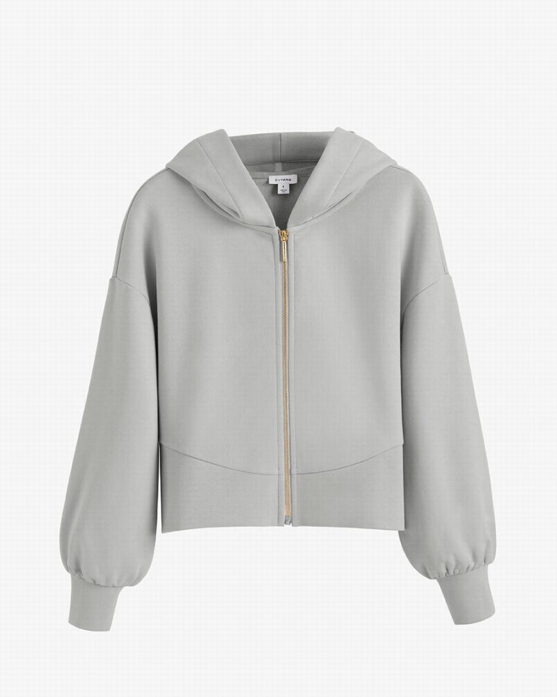 Sudadera con Capucha Cuyana Terry Zip Front Mujer Gris | PUQ5178EW