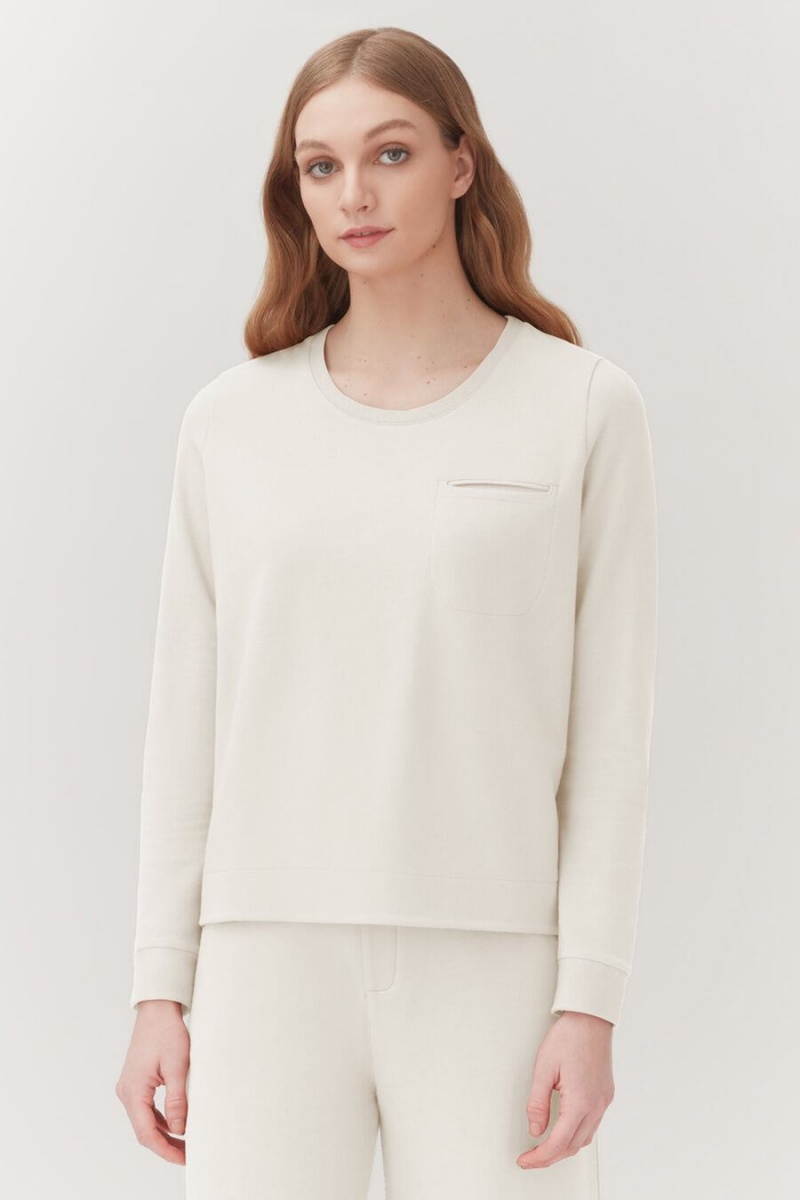 Sudaderas Cuyana French Terry Pleat-Back Mujer Blancas | JMP877SU