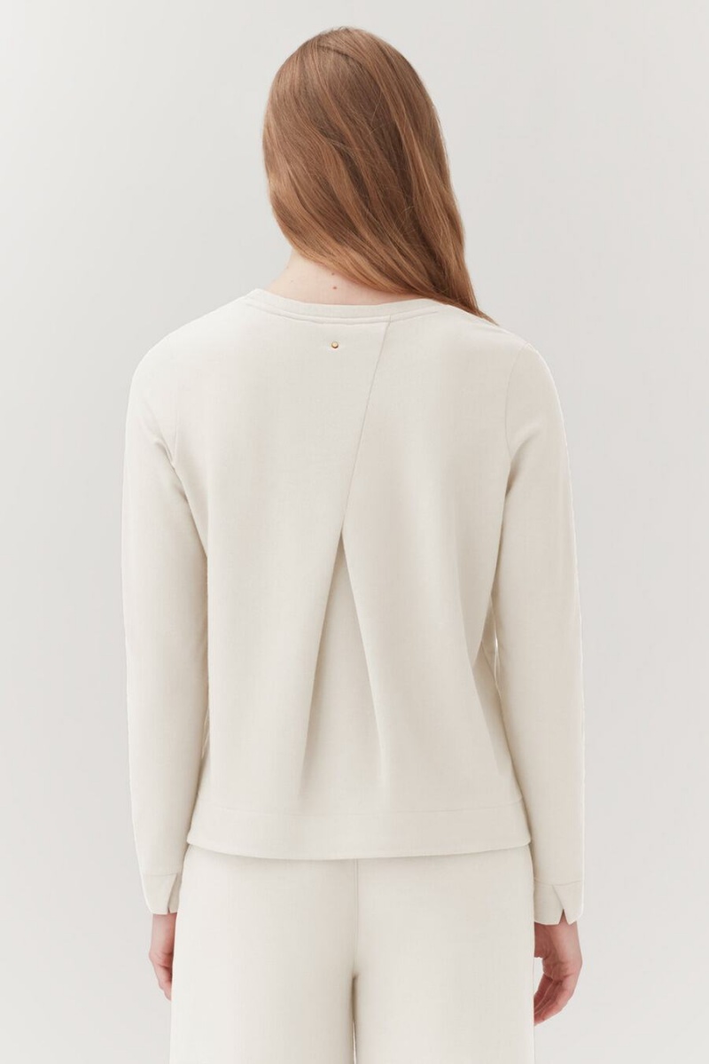 Sudaderas Cuyana French Terry Pleat-Back Mujer Blancas | JMP877SU