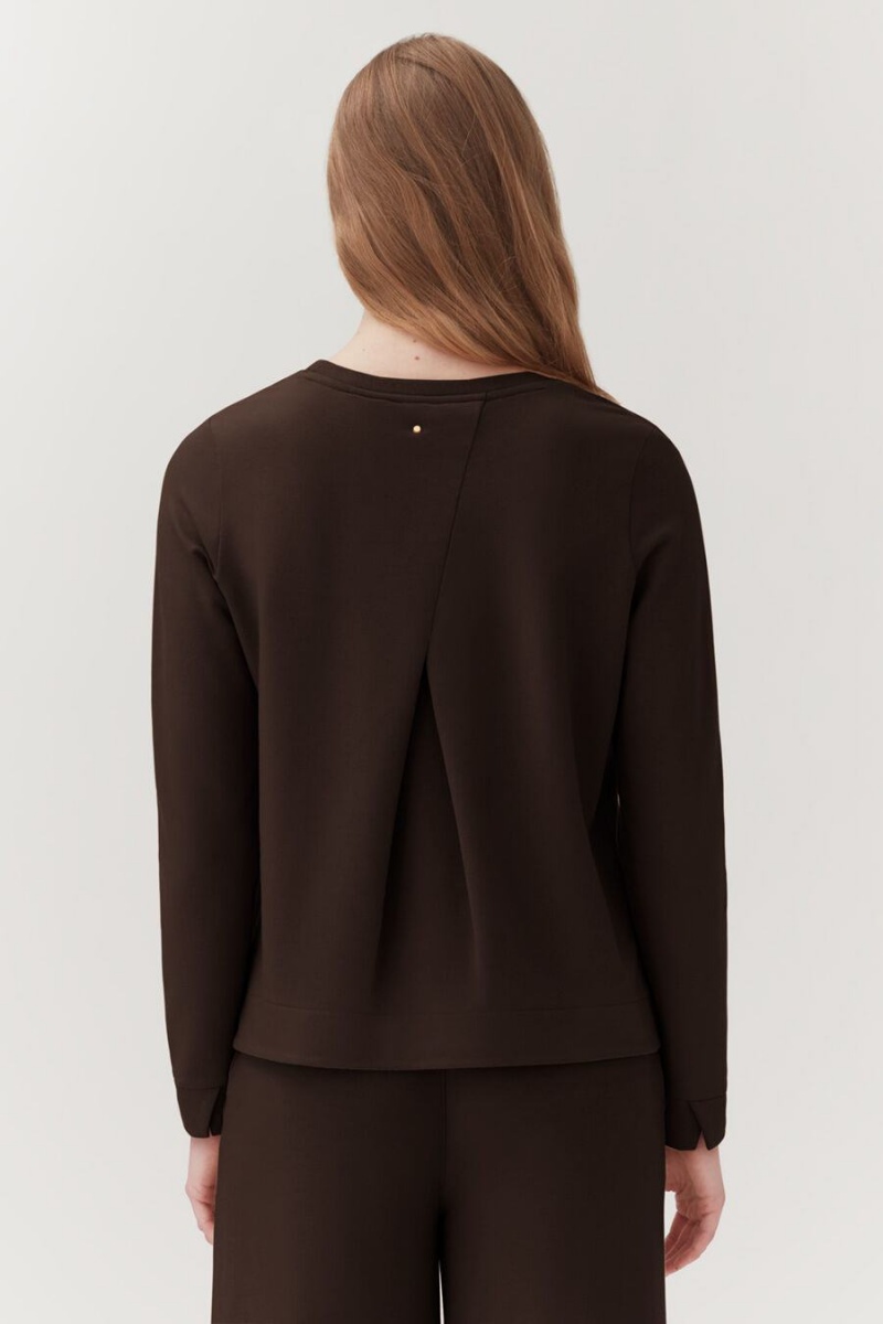 Sudaderas Cuyana French Terry Pleat-Back Mujer Marrones Oscuro | ULP4793HV