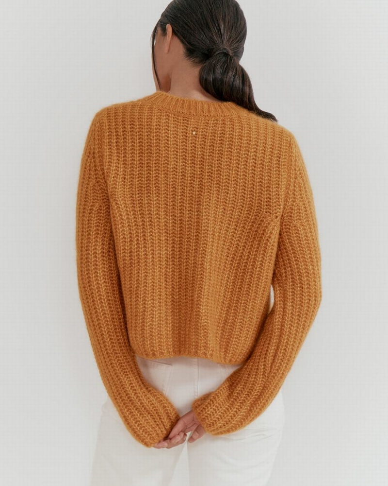 Suéteres Cuyana Alpaca Lana Crewneck Mujer Amarillo | AVE4040RX