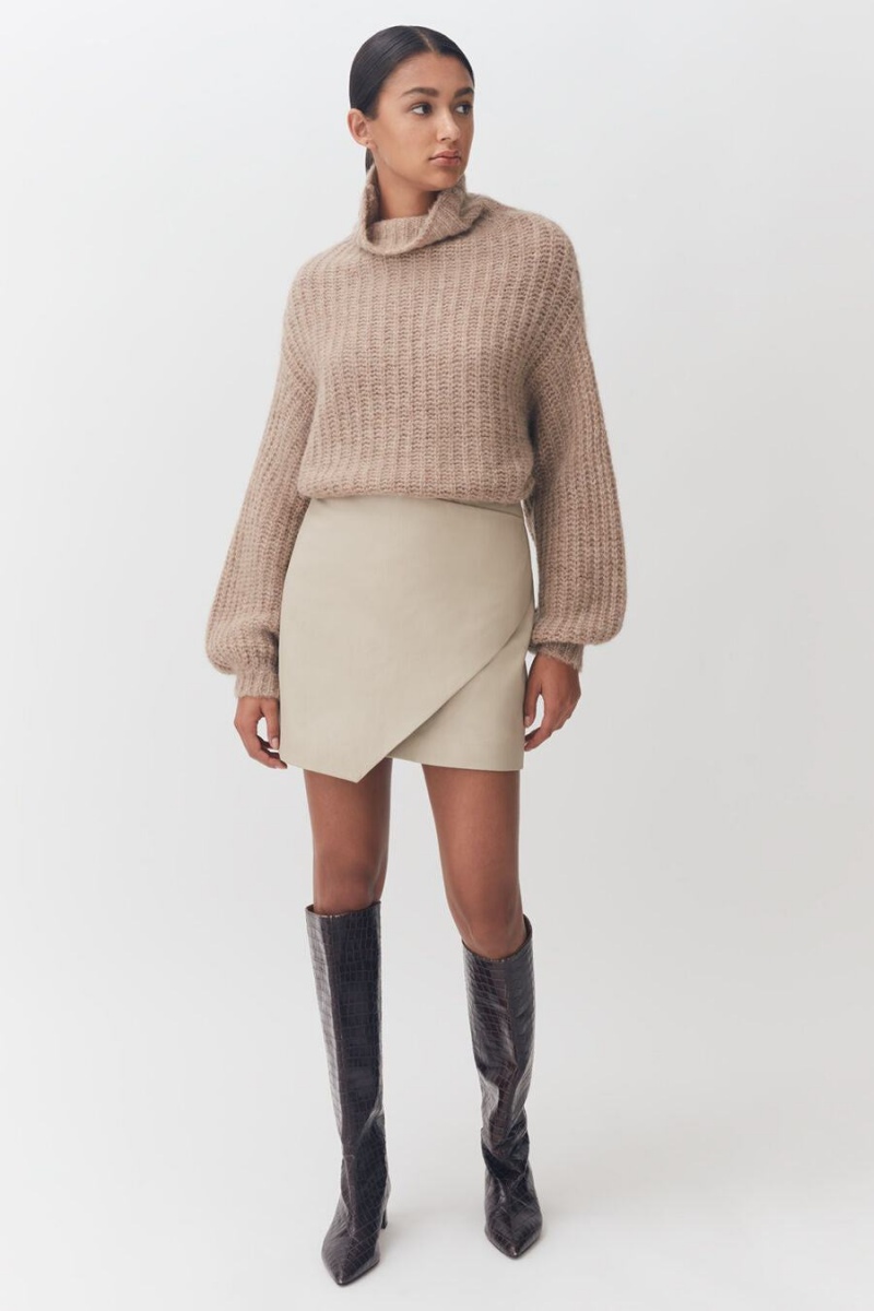 Suéteres Cuyana Alpaca Lana Turtleneck Mujer Kaki | EBX4395WI